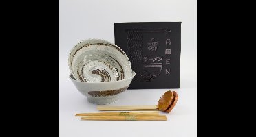 Tokyo Design Studio – Masamura Naruto – Ramen Geschenkset – 21.5x9cm – 1300ml – Bruin – 6 Stuks