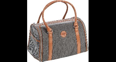 Draagtas hond – Draagtas kat – Flamingo Sitka Grijs – 45 x 25 x 28 cm – ritssluiting zijkant – uitneembare bodem – 2 opbergvakken – voetjes – veiligheidsriem – reistas hond & reistas kat