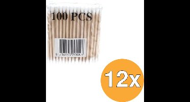 12x Diversen Wattenstaafjes Hout (100 stuks)