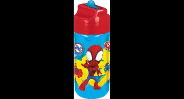 Spidey Tritan Drinkfles - 430 ml – Vaatwasserbestendig & BPA-vrij - Drinkfles voor kinderen – Transparant blauw/Rood