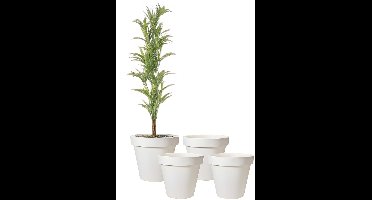 Pro Garden Bloempot - 4x - wit - rond - D40 cm - kunststof - plantenpot - tuin buiten