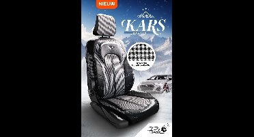 Stoelhoezen Opel Astra 2009 – 2015 – Kars series - Wit zwart - hanentand (houndstooth) stof – ontworpen voor een naadloze aansluiting (Voorstoelen set 2 voorstoelen)