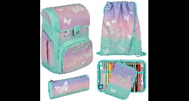 Scooli schooltas EasyStart Schulranzen-Set 5-delig Butterfly Wishes mintgroen