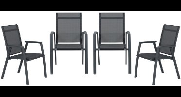 Garden Impressions Gala tuinstoelen set van 4 carbon black