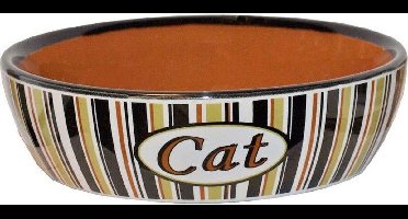 De Boon - voerbakje kat steen - Eetbak - Gestreept 11cm - feeding bowl cat