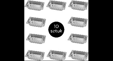 MEGA-M Gastronorm - GN 1/4 Set van 10 stuks - 265x162x65 mm - Roestvrij Staal