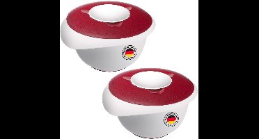 Westmark 2 Roer-/bakschalen met tweedelig deksel, 3,5 l, met tuit, plastic, wit/rood, 315522E3