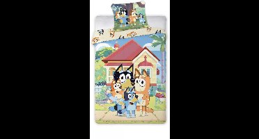 Bluey kinderbeddengoed set 100x135 cm – dekbedovertrek en kussensloop – 100% katoen – Peuterbed