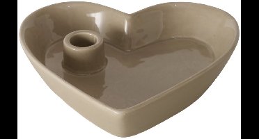 Boltze - Kandelaar - Kaarsenhouder - Hart - Hartvorm - Keramiek - Bruin/Beige - 4x18.50cm