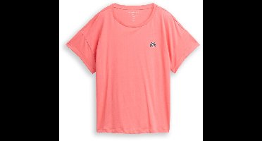 Tom Tailor - T-shirt met borduursel - Maat XXL - soft coral pink