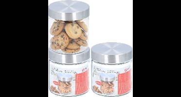 Alpina luxe voorraadpot - 3x - voorraadbus - 500 ml - 12 cm - glas - voedel bewaren - met luchtdichte deksel
