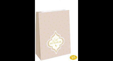RIETHMULLER - 4 papieren zakjes Eid Mubarak 15 x 21 cm poederroze