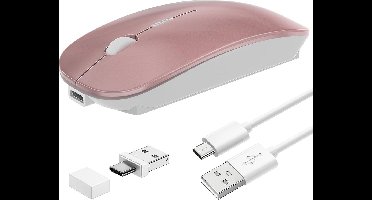 Draadloze Bluetooth Muis met USB & USB-C Ontvanger - Stil & Oplaadbaar voor Laptops, Macs en iPads