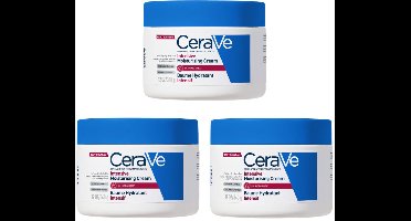 3x CeraVe Intensief Hydraterende Crème Voor een droge tot zeer droge huid Met 3 essentiële ceramiden en Hydro-Urea Complex - 340g