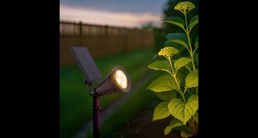 Solar ledspot buiten 'Highlight' - Wandmontage of grondspies - Ledspot op zonne-energie