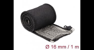 Emi afscherming gevlochten huls met ritswarmteweerstand 1 m x 16 mm zwart