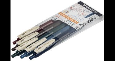 Zebra - Sarasa Clip Vintage Gel Retractable Pen 5 stuks - donker - 47455