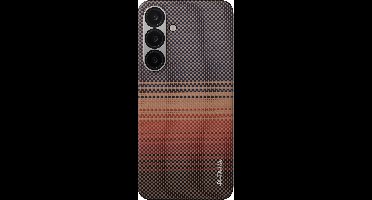Pitaka Tactile Woven Hoesje Samsung Galaxy S25 – Fusion Weaving voor Kleurrijk Ontwerp – Amber Magnet Film voor Dun en Licht Design – Ultra-Dun met Verhoogde Bescherming - Oranje