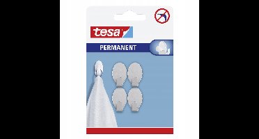 Tesa Permanent Serie - Zelfklevende Haken - 4 Stuks - Metaal - Ovaal