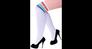 Lieskousen - Wit met regenboog - 3 Witte Strepen - Maat 36-41 - Een Paar