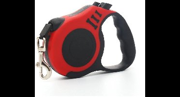 Oneay Intrekbare hondenriem, automatische telescopische hondenlijn, 5 meter lang, duurzaam en handig, met antisliphandvat, geschikt voor kleine en middelgrote honden, rood,33 Ibs