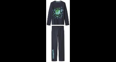 minecraft pyjama - Pyjama Kinderen - minecraft - marineblauw - Maat 122/128 - 100% katoen - lange mouw