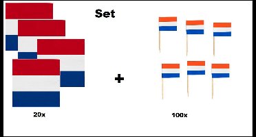 20x Servetten Holland 33cm x 33cm 3 laags + 100x Cocktailprikkers Holland - Holland set - Nederland thema feest WK voetbal