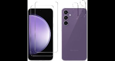 Screenprotector geschikt voor Samsung Galaxy S23 FE - 2 stuks Beschermglas van glas Transparante glazen schermbeschermfolie + 2 stuks Camera Protector