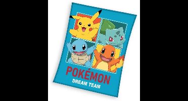 Pokemon fleece deken starters blauw - 110 x 140 cm