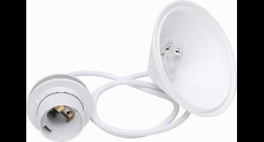 Snoerpendel Wit 80cm met lamphouder E27 en conische Plafondkap