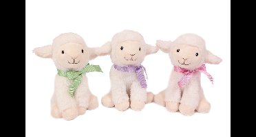 PIA Soft Toys-Set van 3 Pluche Schaap Knuffels met strik 3 ass. 18 cm