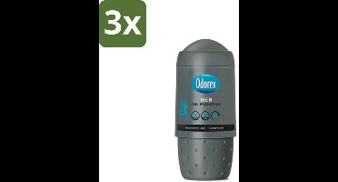 3 x Odorex Deodorant Roller For Men Dry Protection 50 ml - Mannelijke Deodorant - Anti-transpiratie - Zweetbescherming - Alcoholvrije Deodorant - Droge Oksels