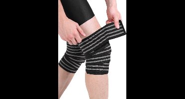 Oneay Knee Wraps Powerlifting Set – 2 Stuks Fitness Kniebanden – Elastische Knie Ondersteuning voor Squats, Gewichtheffen en Krachttraining – 170cm – Grijs