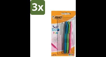 3 x BIC - Balpennen - Lichtgroen, Lichtblauw & Roze - Intrekbaar - 3 Balpennen - Balpen - Intrekbare Balpen - Schrijfpen - Schrijfervaring - Schrijfpen Voor School