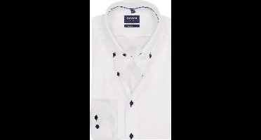 OLYMP Luxor modern fit overhemd - pinpoint - wit - Strijkvrij - Boordmaat: 44