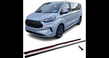 Zijskirts Ford Tourneo / Transit Custom 2023+ L2 Lang – Zwart Glans – Set Links & Rechts – ABS – Inclusief Montage