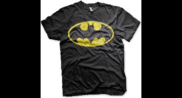 DC Comics Batman Heren Tshirt -XL- Distressed Logo Zwart