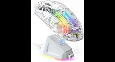 Zolara Gaming muis - Draadloze bluetooth muis - Muis draadloos - Oplaadbaar - Game - Computermuis - Wit/Transparant