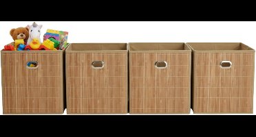 Gerimport Opbergmand/kastmand - 8x - 28 liter - naturel - 31 x 31 x 31 cm - Vakkenkast manden - opvouwbaar