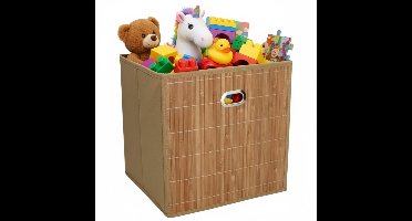 Gerimport Opbergmand/kastmand - 28 liter - naturel - 31 x 31 x 31 cm - Vakkenkast manden - opvouwbaar