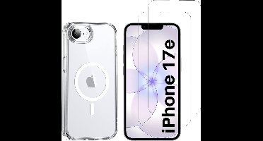 iPhone 17e Hoesje backcover Shockproof siliconen Transparant met geïntegreerde magnetische cirkel en 2 stuks Screenprotector Gehard Glas
