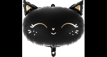 PARTYDECO - Zwarte kat aluminium ballon 48 x 36 cm voor Halloween