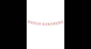 PartyDeco - Banner Happy Birthday Light Pink