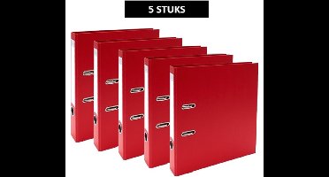 SOHO - Ordner A4 - 2-rings - D-mechaniek - 50 mm Rug - Geplastificeerd - Grijpring - Rood - 5 Stuks