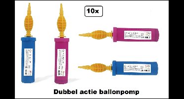 10x Dubbel actie ballonpomp - Pompt 2 keer zo snel - Festival ballonnen fun thema feest verjaardag