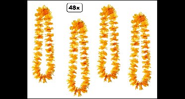 48x Hawai slinger oranje - bloemenkrans - Holland WK Voetbal thema feest hawaii krans Nedrland