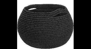 1 stuk,Opbergmand, Wasmand, Zwart, Gevlochten Mand, Plankmand, Toiletpapiermand, Speelgoedmand, Kleine Ronde Mand, Altaar-Vormige Mand, Hennep Touw Opbergmand,Kinderopbergmand, 25,5 X 21 Cm, Rond, Zwart