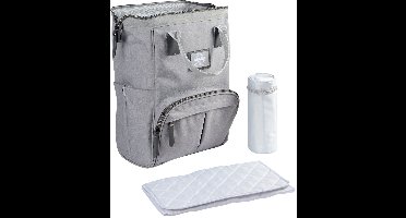 Béaba Wellington - Verzorgingstas Rugzak - Unisex Luiertas - Met Geïsoleerde Zak & Verzorgingsmatje - Waterbestendig - Grijs