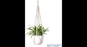 Macramé Plantenhanger - Beige - 104 cm - Katoen