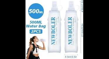 Opvouwbare Waterfles - 2 Stuks 500 ML Opvouwbare Tpu Drinkflessen Sportfles - Herbruikbare - Voor Hardlopen In De Buitenlucht, Wandelen, Kamperen, Fietsen, Reizen